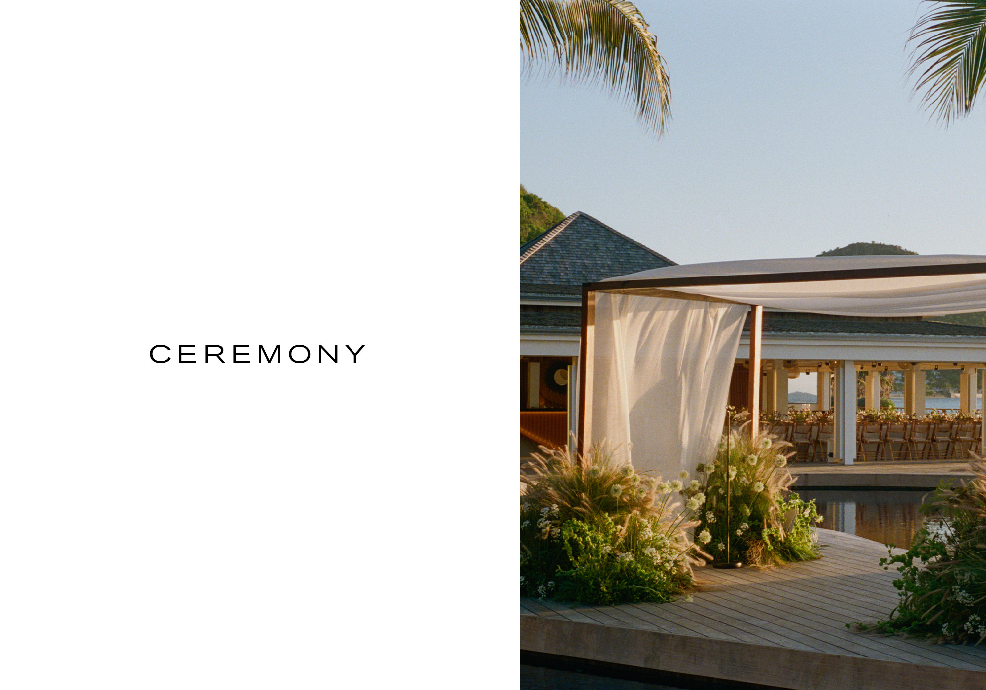 Detailed image of the chuppah and text that reads, "Ceremony."