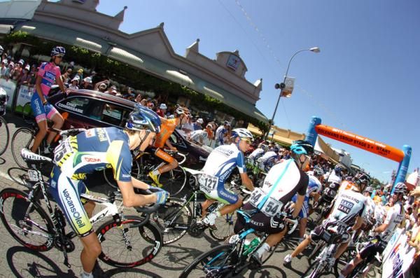 Riders await the start of stage three.