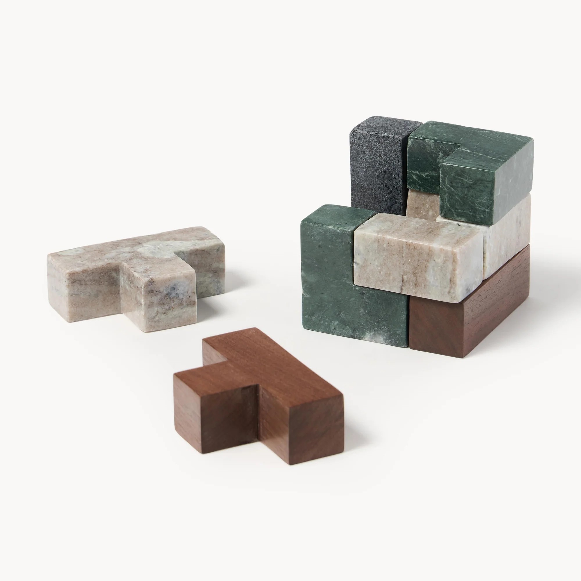 Westwing Mauricio Decorative Marble and Walnut Wood Object