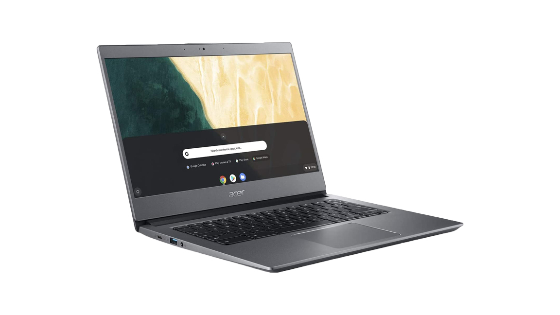 The Acer Chromebook 714 in laptop mode on a white background