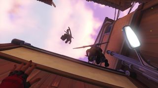 Overwatch 2 Kirikoclimbing a wall with Hanzo and Genji