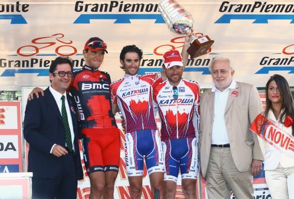 The podium at the 2011 Giro del Piemonte. Daniel Moreno Fernandez (Team Katusha) won.