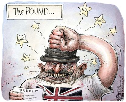 Political cartoon World Brexit English currency pound