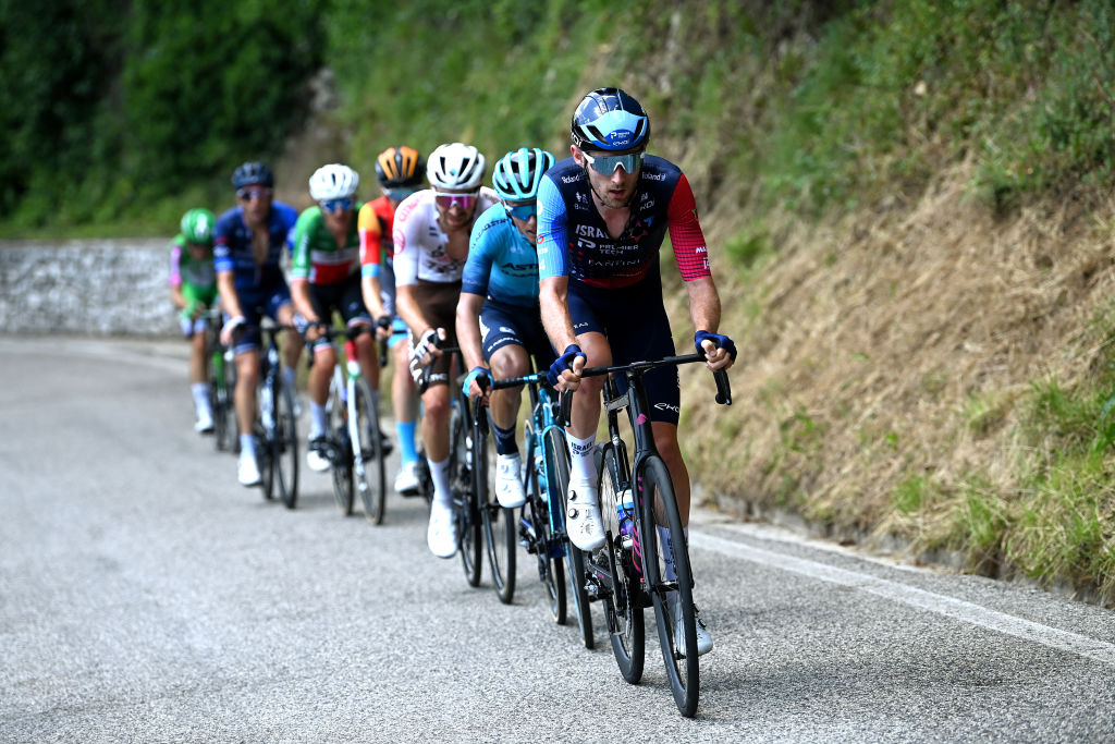 ODERZO ITALY MAY 25 Derek Gee of Canada and Team Israel Premier Tech competes in the breakaway during the 106th Giro dItalia 2023 Stage 18 a 161km stage from Oderzo to Val di Zoldo Palafavera 1514m UCIWT on May 25 2023 in Val di Zoldo Palafavera Italy Photo by Tim de WaeleGetty Images