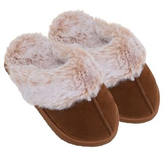 ladies tan cuff mule slippers from B&M