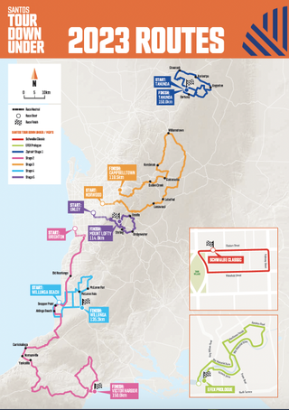 Map of the Tour Down Under 2023 stages