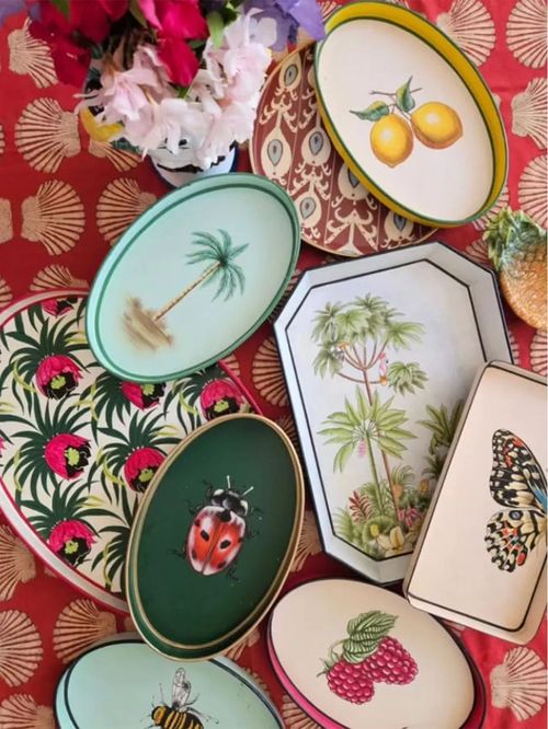 Ladybug Hand-Painted Iron Tray 32cm