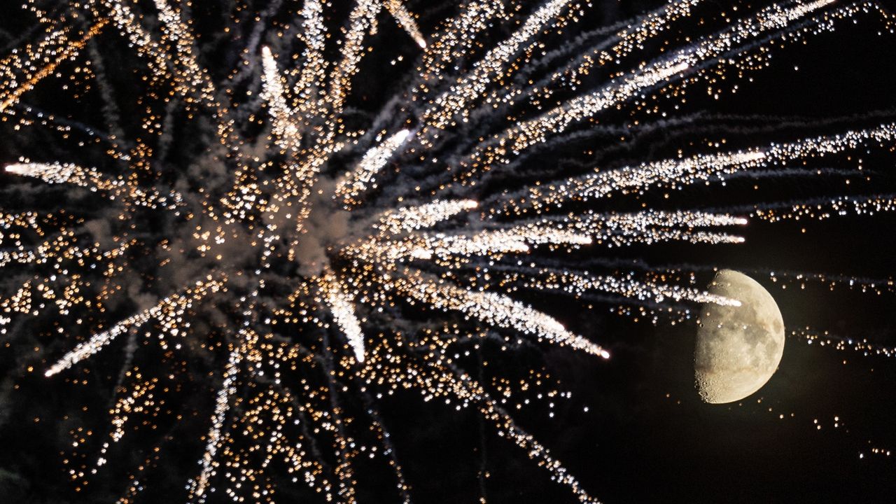 Fireworks over the Moon, Glastonbury, 6 August 2022