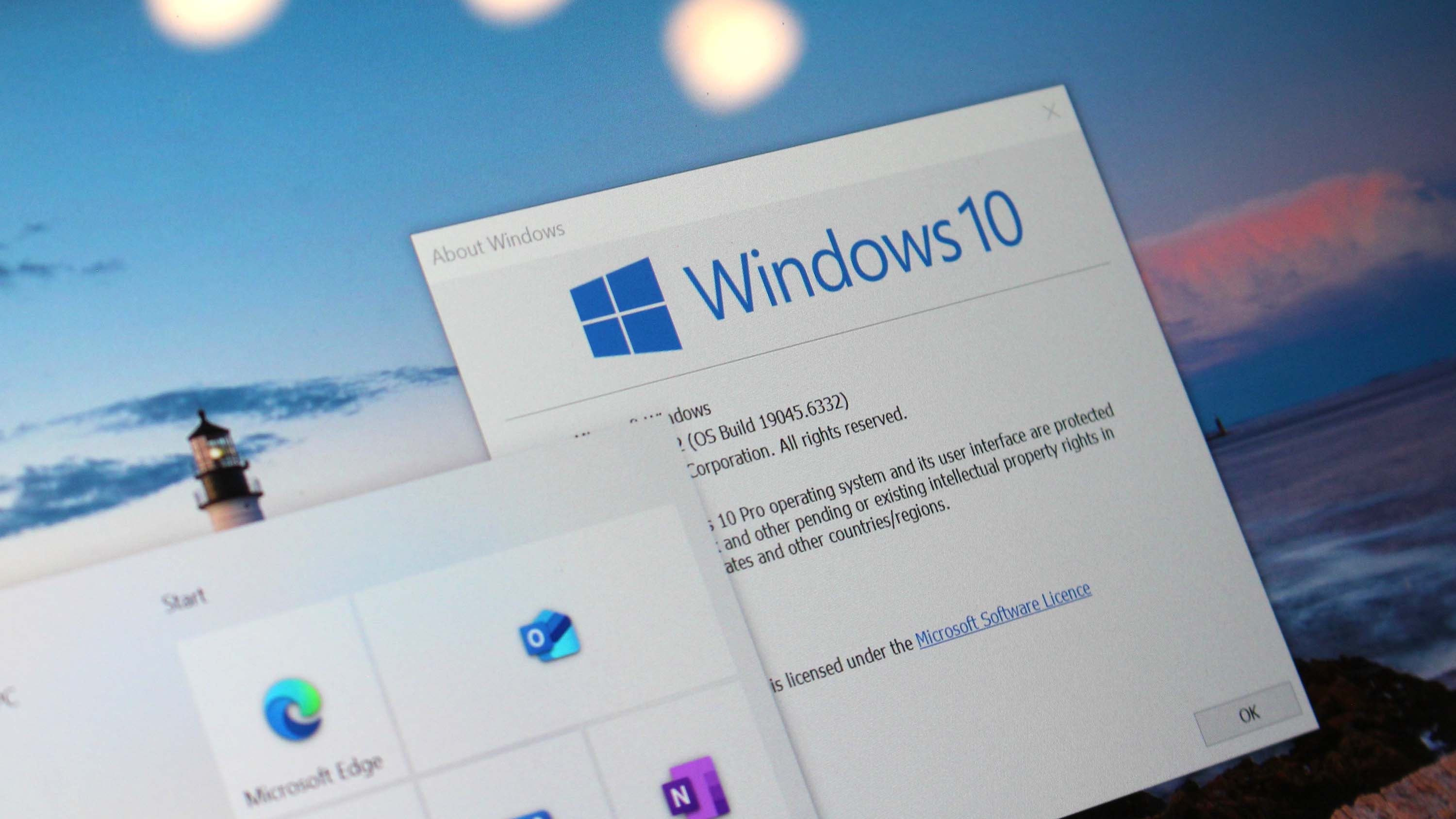 Windows 10 running on a laptop with desktop elements displayed on its screen