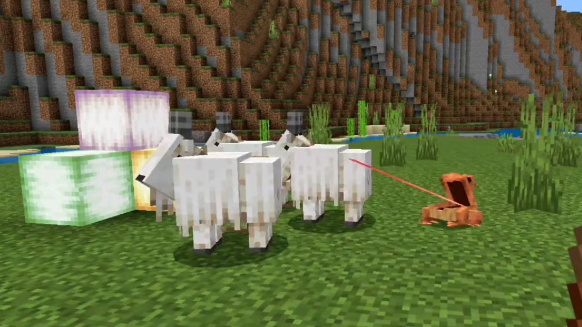 Minecraft's new frogs were briefly swallowing goats whole