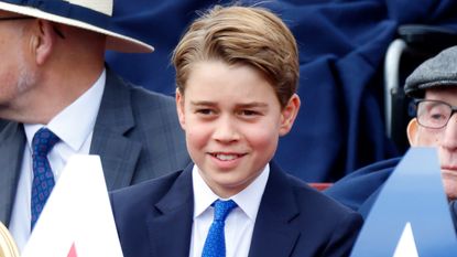 Prince George of Wales attends a military procession, down The Mall, to mark the 80th anniversary of VE Day on May 5, 2025