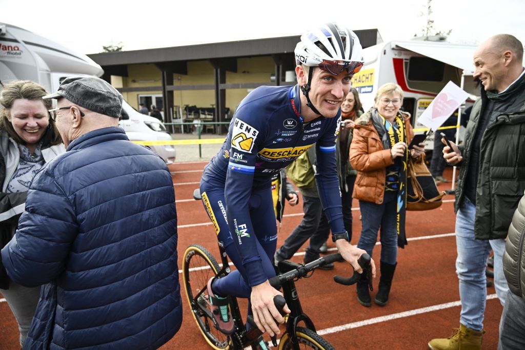 Toon Aerts before the Exact Cross in Sint Niklaas