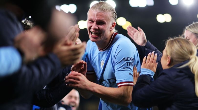 Manchester City&#039;s Erling Haaland applauded after breaking the record for most goals in a Premier League season