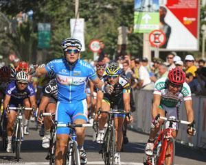 Lobato crosses the line in front