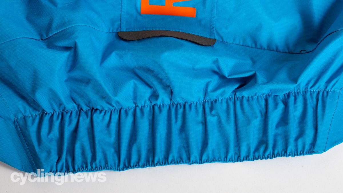 Rapha Pro Team Insulated Gore-Tex Rain Jacket detail of rear drop tail elastic