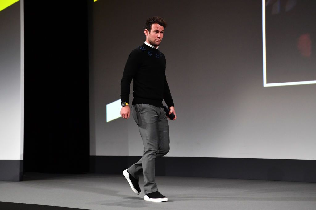 Mark Cavendish walks onto the stage