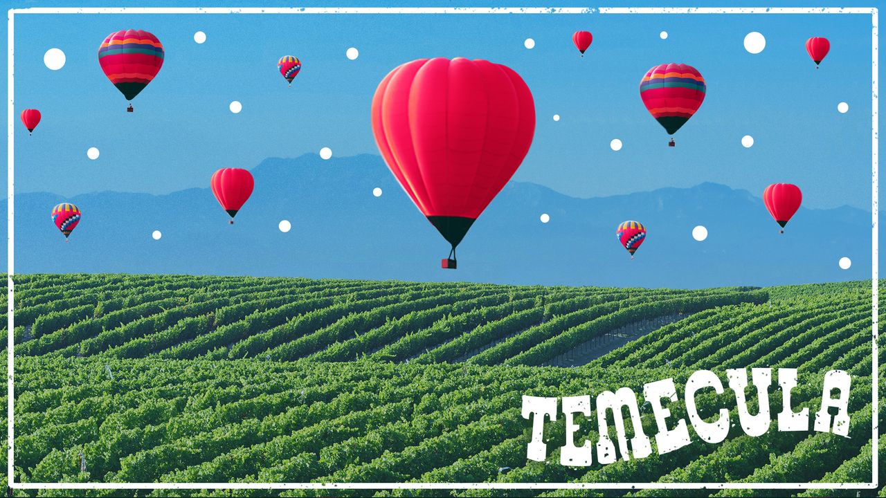 Hot air balloons over Temecula wine country