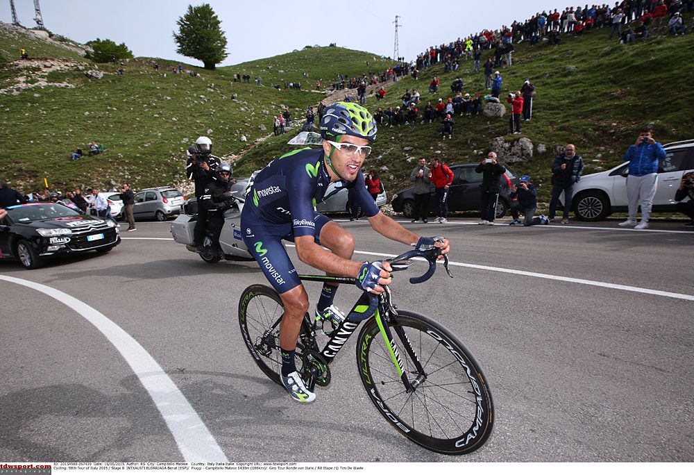 Be&ntilde;at Intxausti (Movistar) on the final climb to Campitello Matese