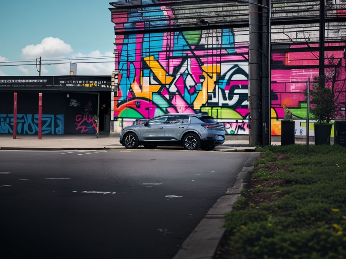 Chevrolet Equinox EV parked in a city setting.