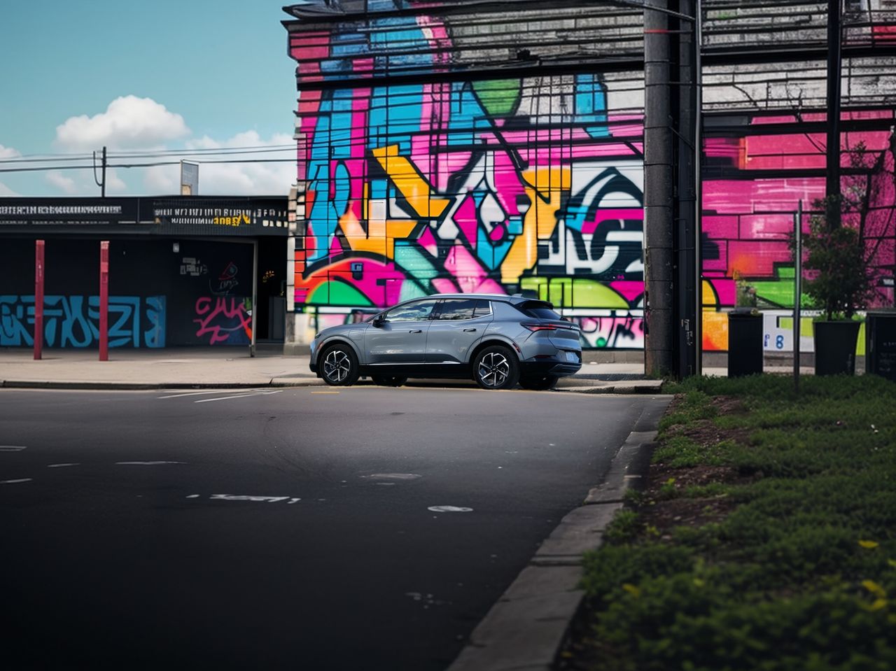 Chevrolet Equinox EV parked in a city setting.