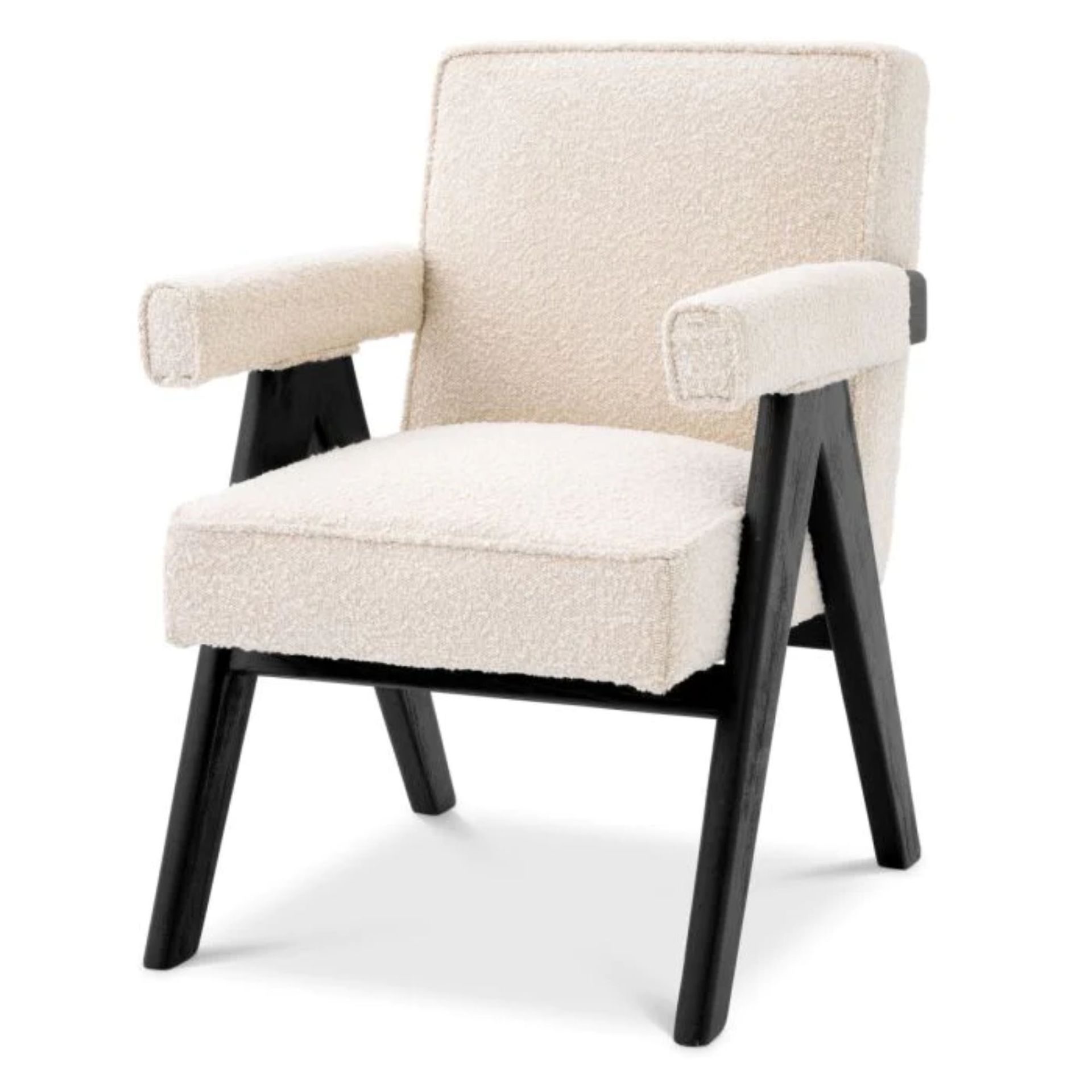 Cream boucle armchair