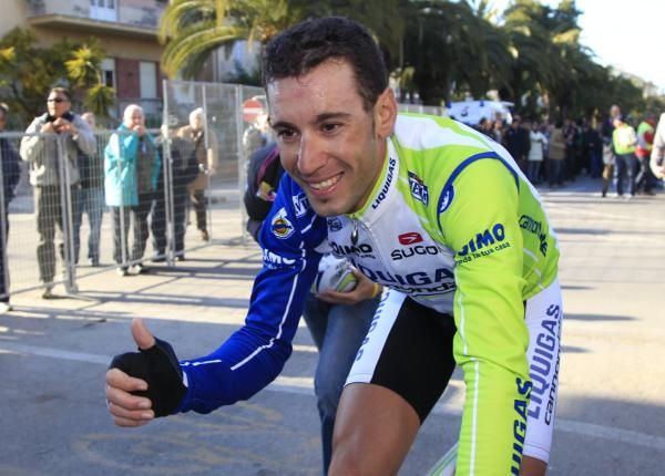 Vincenzo Nibali (Liquigas-Cannondale) gives the thumbs up after winning the Tirreno-Adriatico.