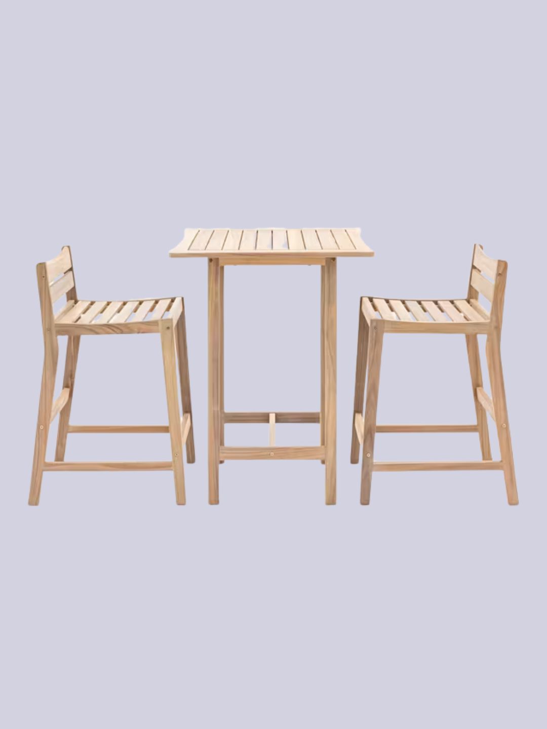 Gallery Direct, Gallery Direct Astakos Acacia Wood 2-Seater Square High Bar Table &amp;amp; Chairs Set, Natural