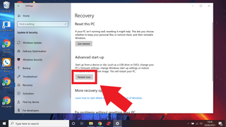 how to uninstall a Windows 10 update - restart now