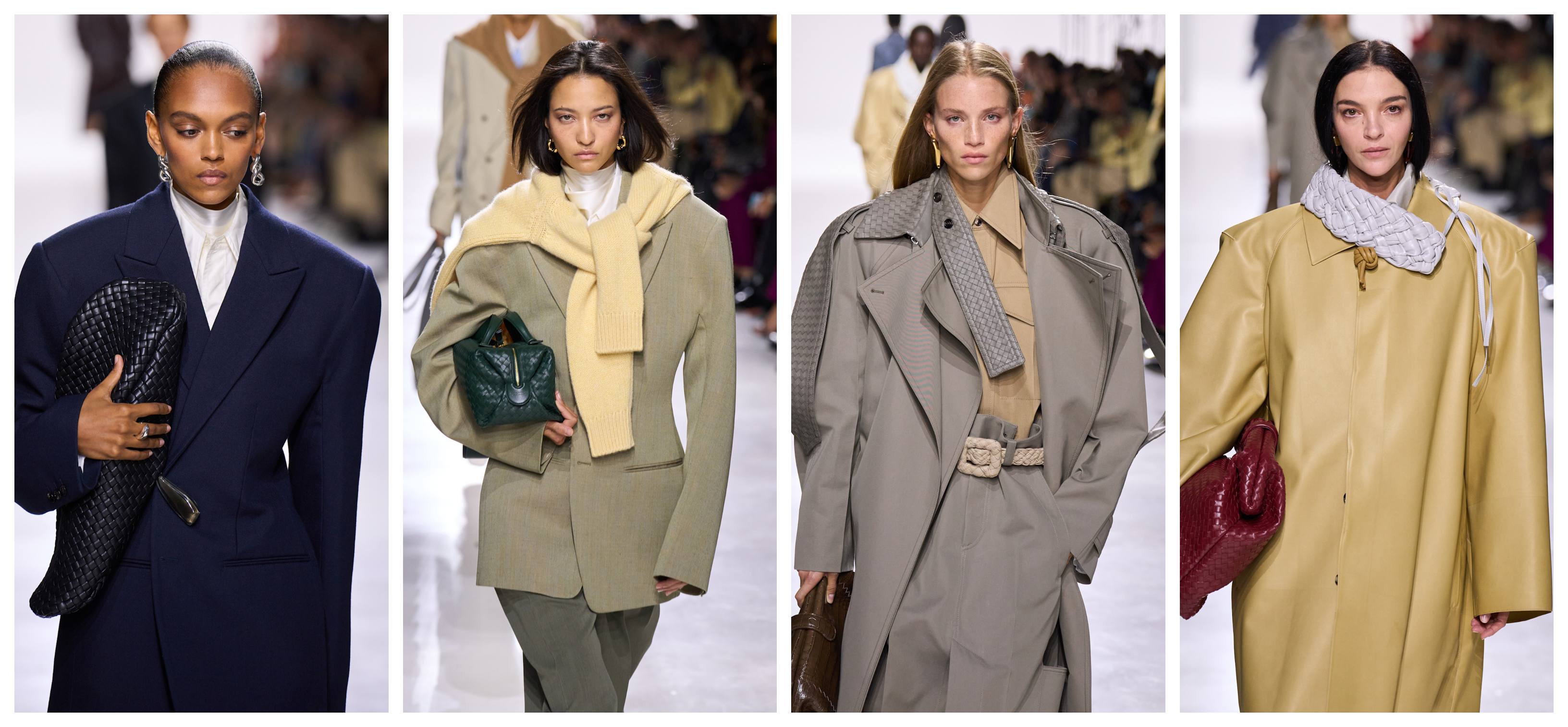 detail shots of intrecciato bottega veneta bags during milan fashion week