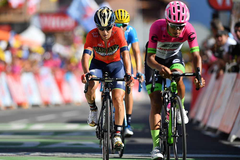 Domenico Pozzovivo (Bahrain-Merida) crosses the line