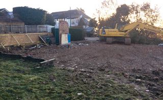 The plot after the original house was demolished and before the new house was built