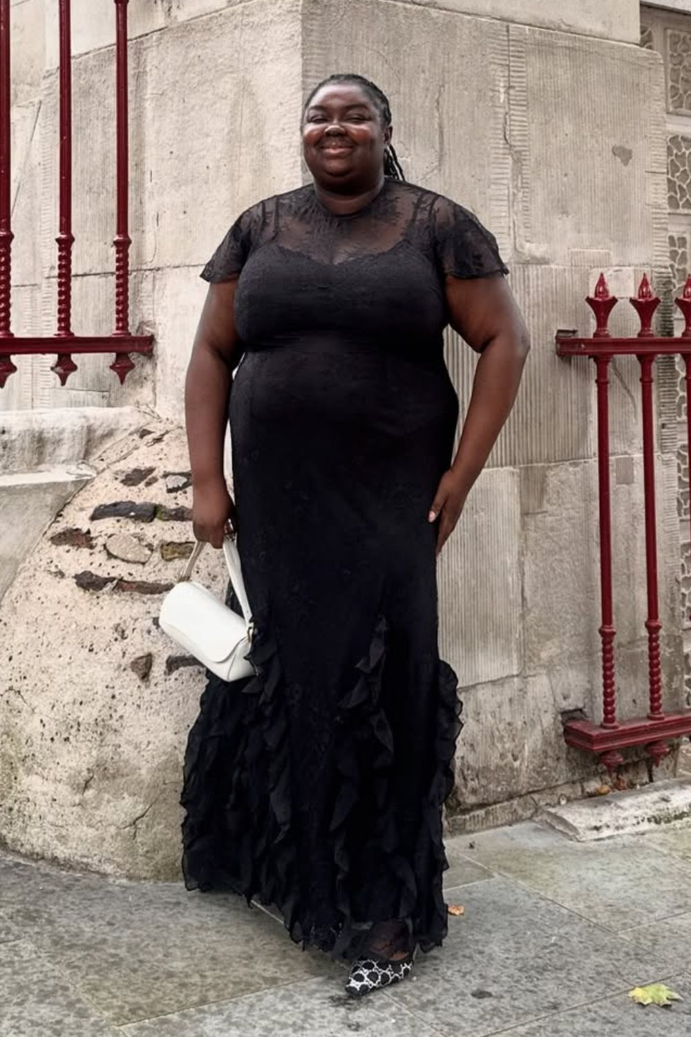 Best Shoes With Black Dresses @abimarvel wearing black dress and Gucci embellished slingbacks