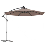 Costway Steel Market Hanging Solar LED Patio Umbrella, Tan