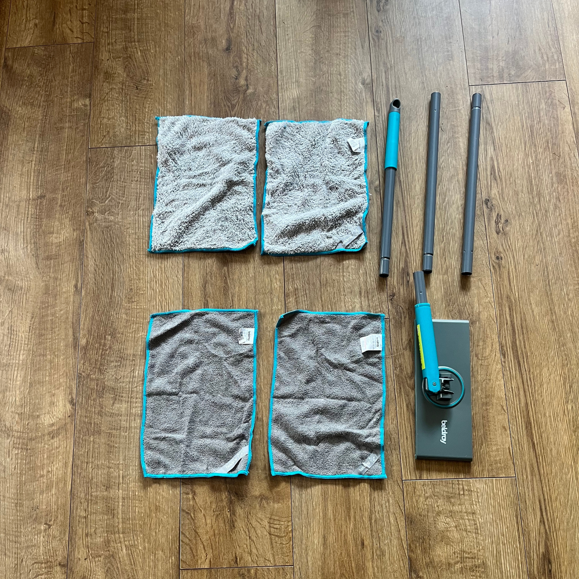 Beldray clip-to-grip mop before assembly.