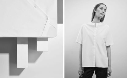 “我们生产白衬衫。为女性。“英国制造”，