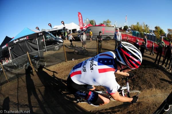 USA Champion Jeremy Powers (Rapha Focus) riding third wheel mid-race
