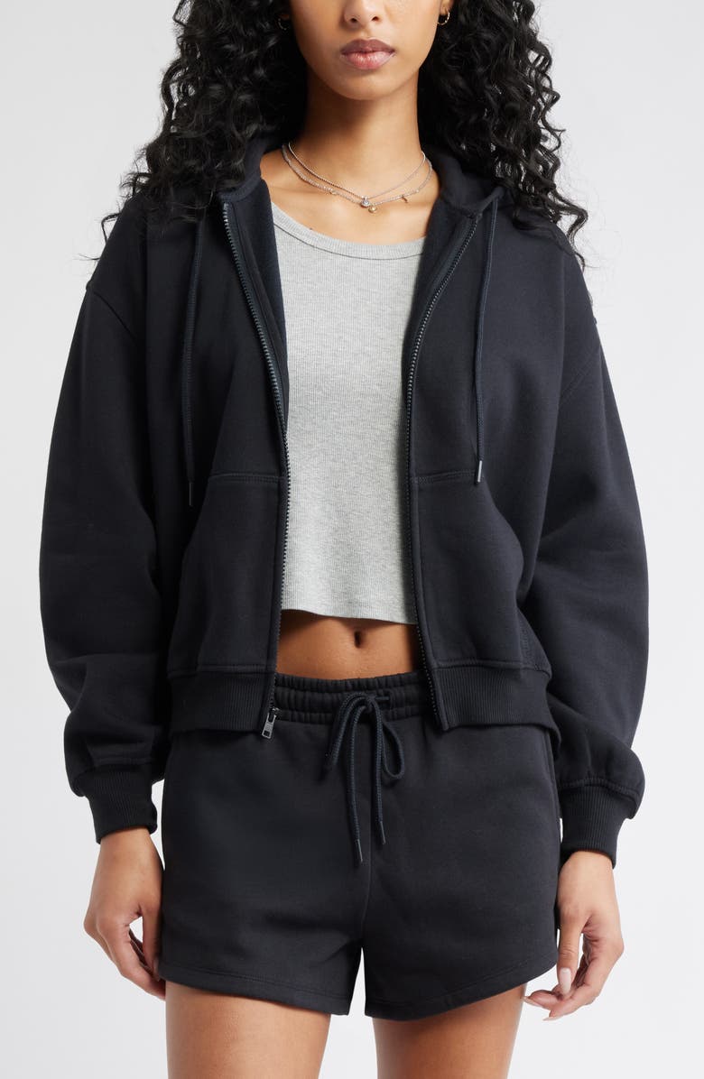 Relaxed Cotton Blend Zip Hoodie