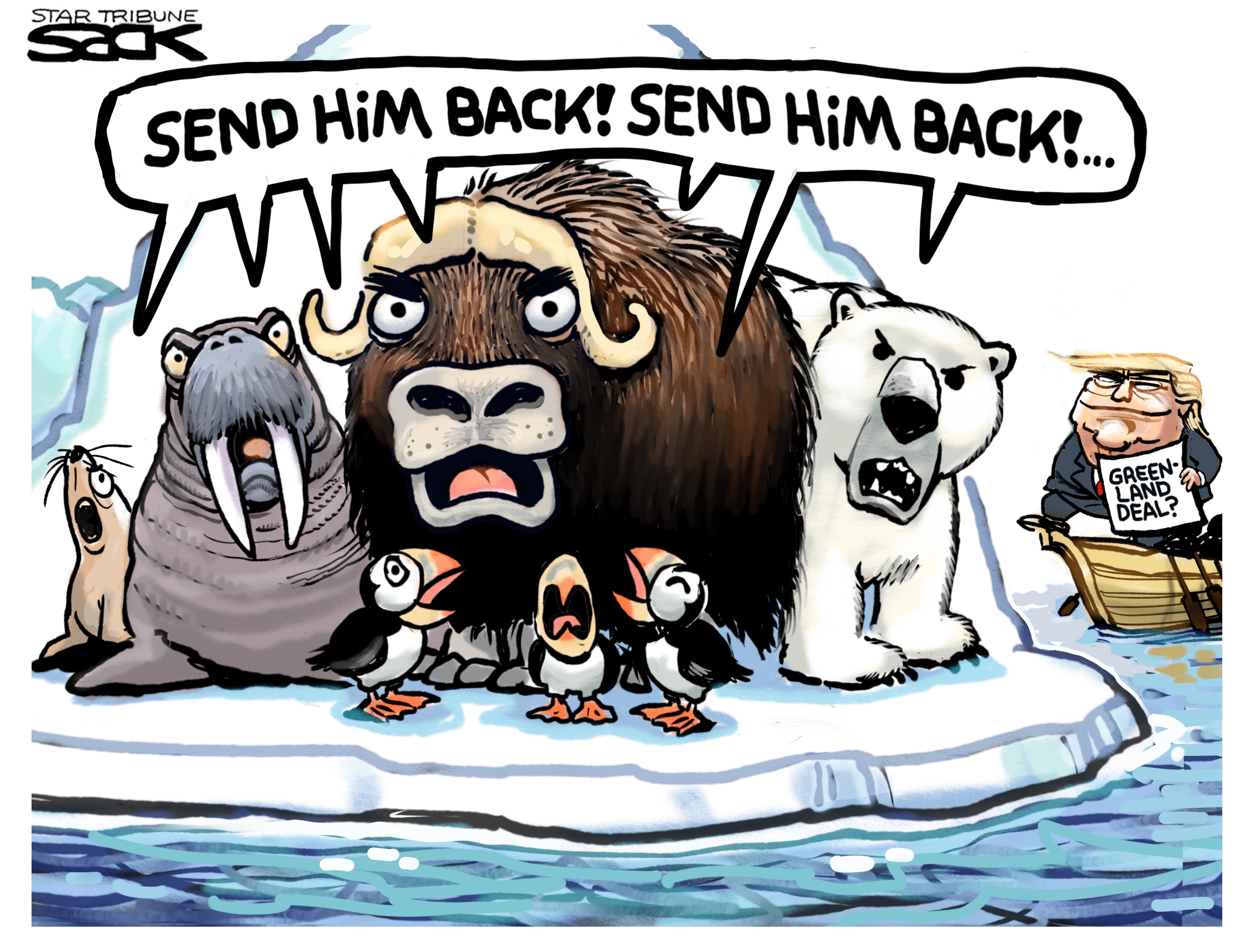 Political Cartoon Trump Greenland Deal Send Him Back