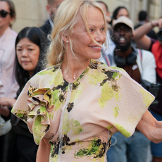Pamela Anderson attends the Victoria Beckham Womenswear Spring/Summer 2024 show as part of Paris Fashion Week on September 29, 2023 in Paris, France.