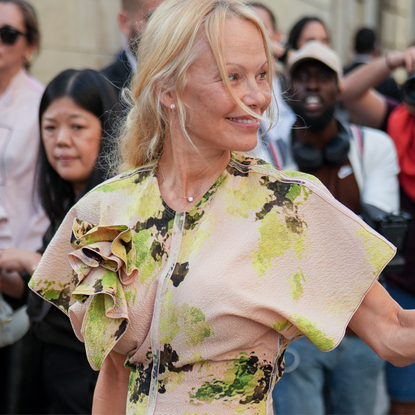 Pamela Anderson attends the Victoria Beckham Womenswear Spring/Summer 2024 show as part of Paris Fashion Week on September 29, 2023 in Paris, France.