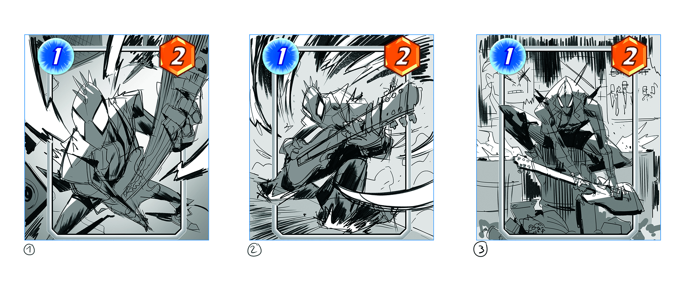 Ilustración de Spider-Punk Marvel Snapcard Trabajo en progreso