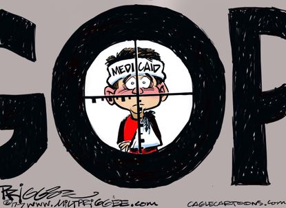 Political cartoon U.S. GOP health-care plan Medicaid