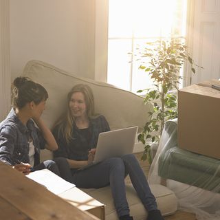 two women talking