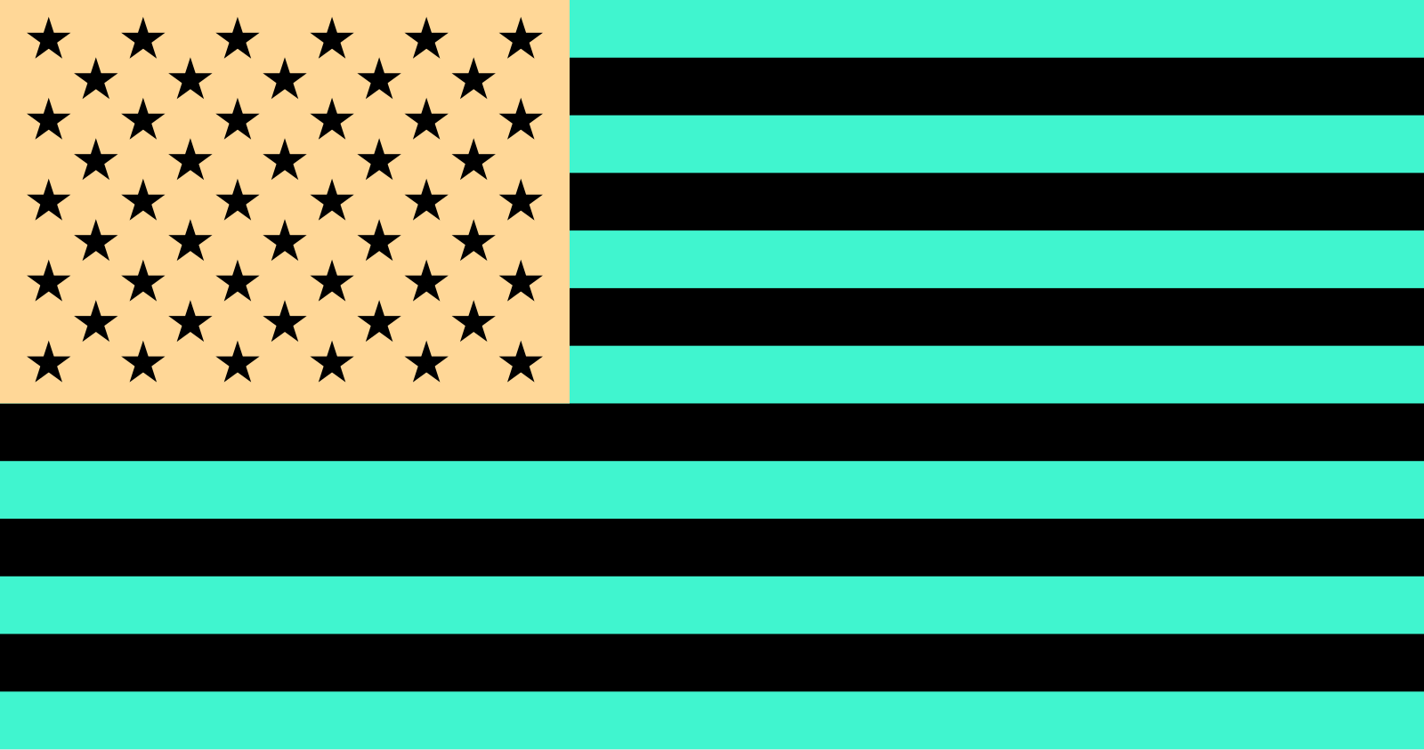 Imagem de uma bandeira americana em suas cores complementares