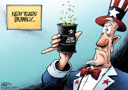 Political cartoon U.S. New Year 2016 Election
