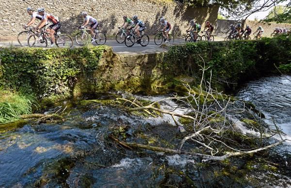 Riders on the approach to Urlingford, Co. Kilkenny, during the second stage of the 2012 An Post R&aacute;s.