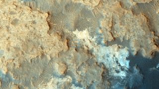 NASA's Mars Reconnaissance Orbiter took this photo of the Curiosity rover on Mars on Dec. 13, 2014. Image released Feb. 5, 2015