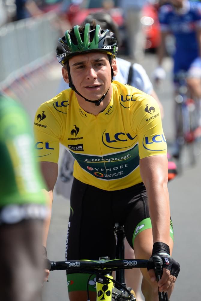 Bryan Coquard (Europcar) in the leader's yellow jersey