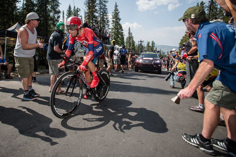 Lachlan Norris (Drapac) nears the top of todays climb
