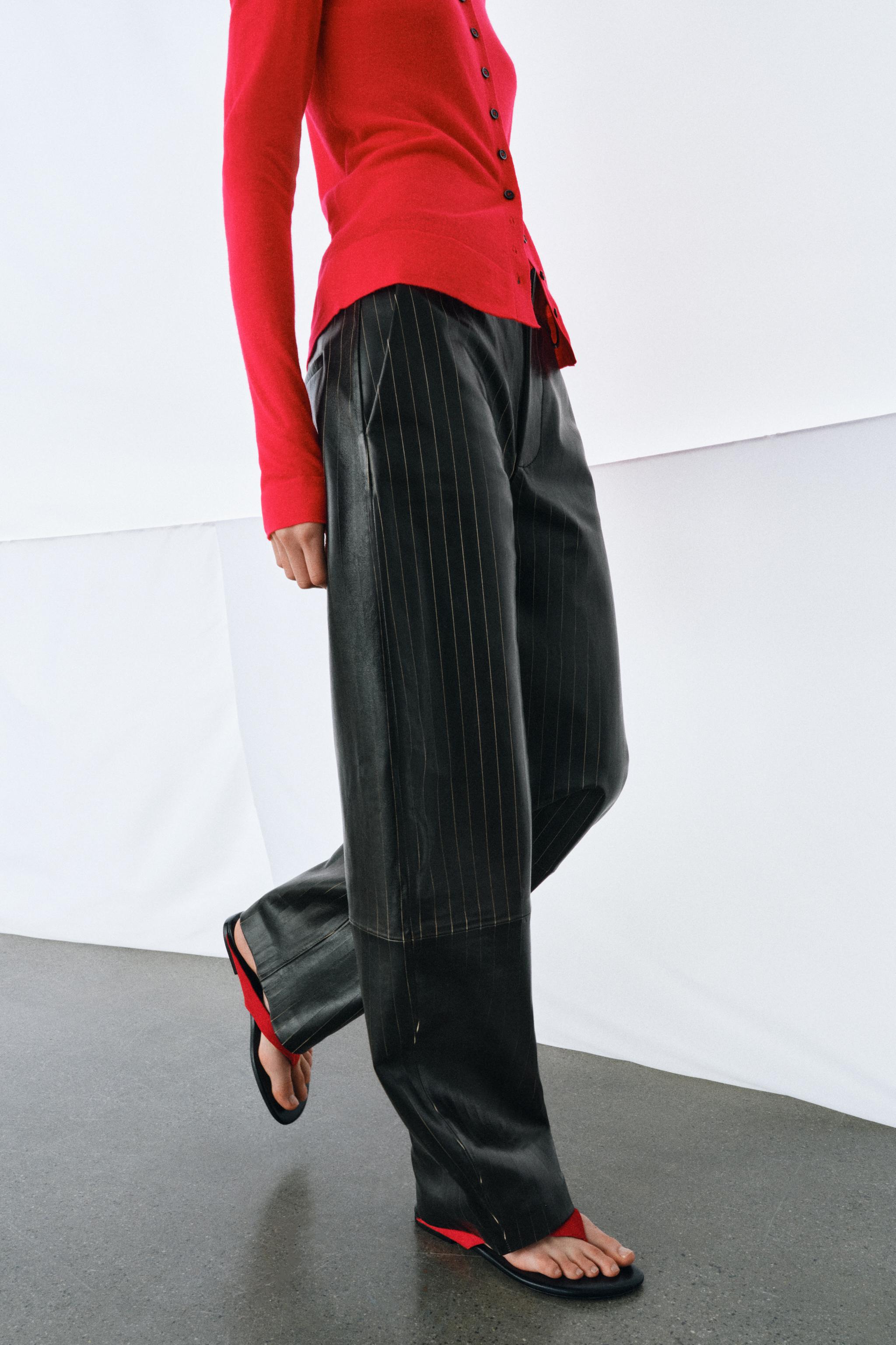 Striped Leather Pants Zw Collection Limited Edition